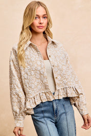 Petal Study Textured Floral Shirt - Oatmeal