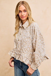 Petal Study Textured Floral Shirt - Oatmeal
