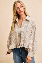 Petal Study Textured Floral Shirt - Oatmeal