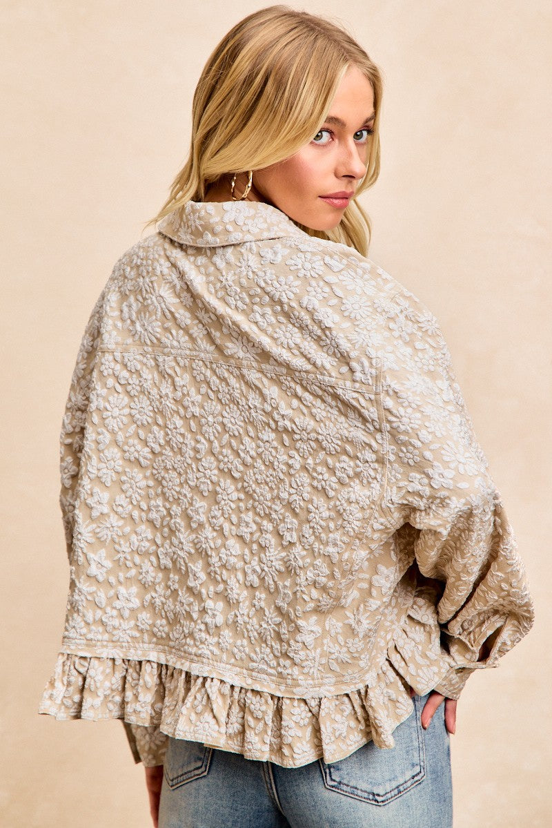 Petal Study Textured Floral Shirt - Oatmeal