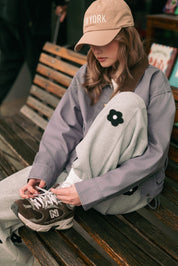 Petalplay Flower Patch Sweatpants - Heather Grey