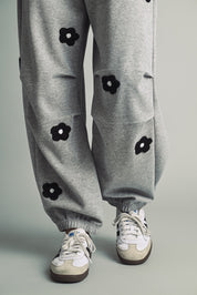 Petalplay Flower Patch Sweatpants - Heather Grey