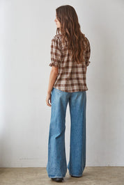 Picnic Hour Ruffle Check Blouse in Brown Cream - product photo 3