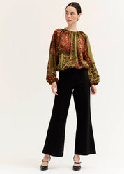 Picturebook Printed Bubble Hem Top in Red Brown, photo 3