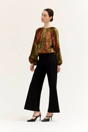 Picturebook Printed Bubble Hem Top in Red Brown, photo 4