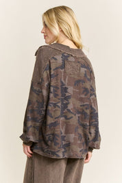 Pinecrest Mineral Washed Camo Oversized Collared Shirt - Westly