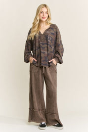 Pinecrest Mineral Washed Camo Oversized Collared Shirt - Westly