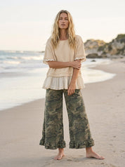 Piper Ruffle Layer Contrast Loose Fit Terry Top - Westly