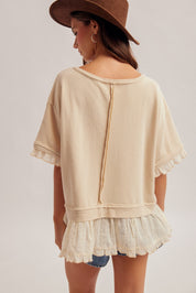 Piper Ruffle Layer Contrast Loose Fit Terry Top - Westly