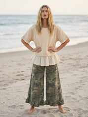 Piper Ruffle Layer Contrast Loose Fit Terry Top - Westly