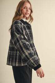 Plaid Country Quilted Jacket in Black Multi Plaid - product photo 4