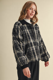Plaid Country Quilted Jacket in Black Multi Plaid - product photo 5