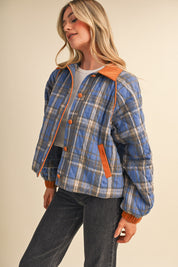 Plaid Country Quilted Jacket in Cornflower Multi Plaid - product photo 9