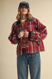 Plaid Country Quilted Jacket in Red Multi Plaid - product photo 1