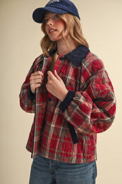 Plaid Country Quilted Jacket in Red Multi Plaid - product photo 4