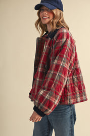 Plaid Country Quilted Jacket in Red Multi Plaid - product photo 6