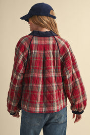 Plaid Country Quilted Jacket in Red Multi Plaid - product photo 9