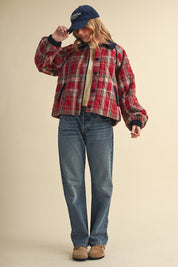 Plaid Country Quilted Jacket in Red Multi Plaid - product photo 12