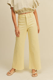 Plainview Raw Hem Wide Leg Jeans - Banana