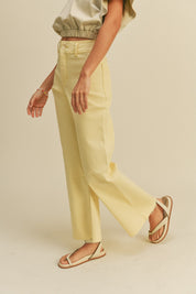 Plainview Raw Hem Wide Leg Jeans - Banana