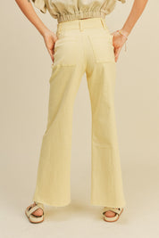 Plainview Raw Hem Wide Leg Jeans - Banana