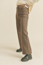 Plainview Raw Hem Wide Leg Jeans - Brown