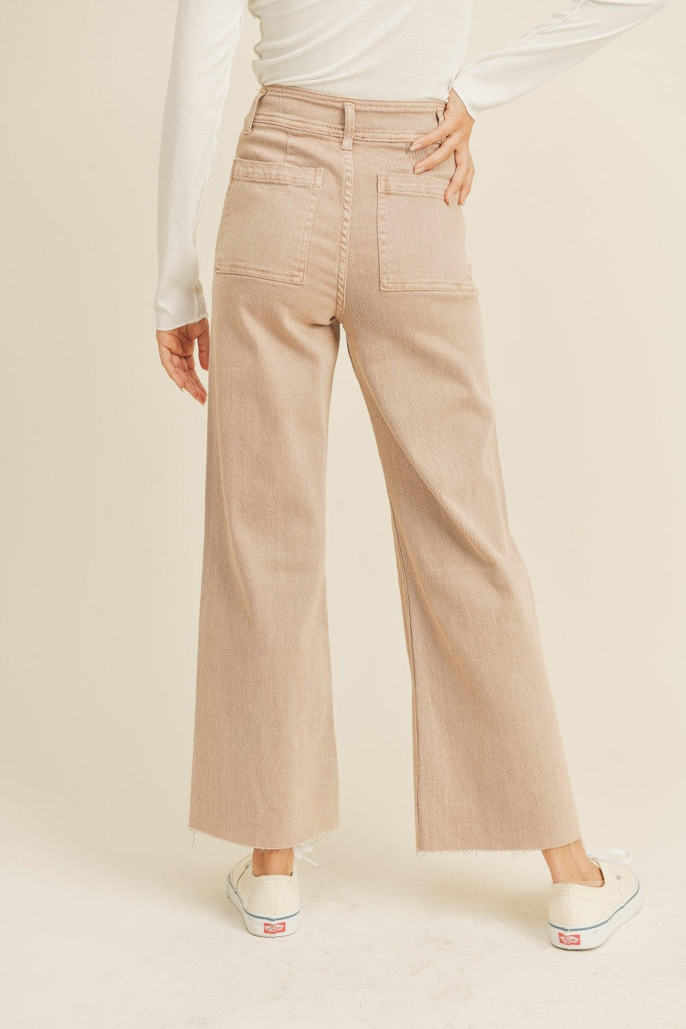 Plainview Raw Hem Wide Leg Jeans - Mauve