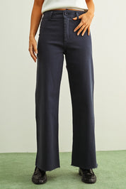 Plainview Raw Hem Wide Leg Jeans - Navy