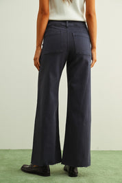 Plainview Raw Hem Wide Leg Jeans - Navy