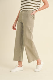 Plainview Raw Hem Wide Leg Jeans - Stone