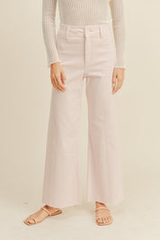 Plainview Raw Hem Wide Leg Jeans - Strawberry Shake
