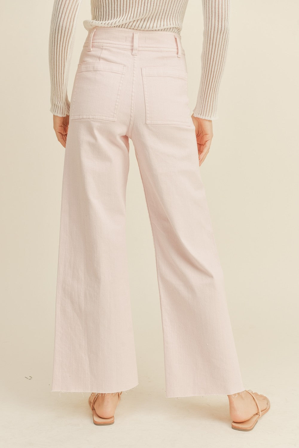 Plainview Raw Hem Wide Leg Jeans - Strawberry Shake