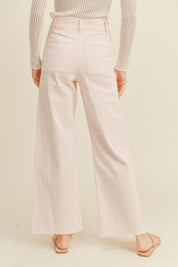 Plainview Raw Hem Wide Leg Jeans - Strawberry Shake