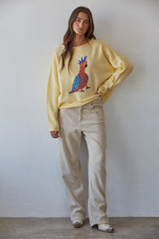 Plume Cockatoo Intarsia Sweater in Creamy Yellow - product photo 2