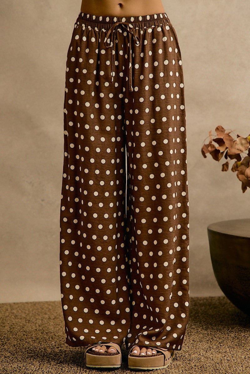 Point Taken Polka Dot Pull-On Pants - Brown White