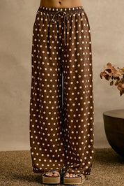 Point Taken Polka Dot Pull-On Pants - Brown White