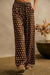Point Taken Polka Dot Pull-On Pants - Brown White
