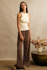 Point Taken Polka Dot Pull-On Pants - Brown White
