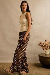 Point Taken Polka Dot Pull-On Pants - Brown White