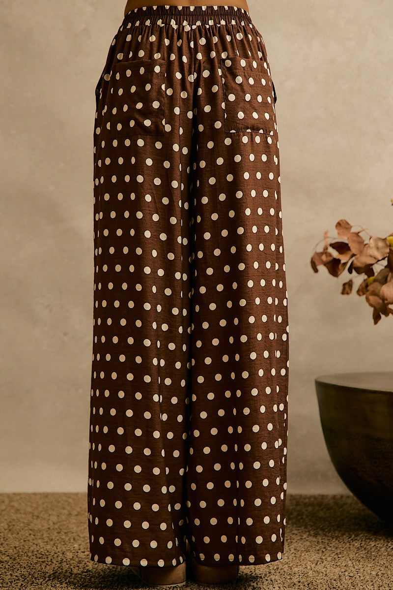 Point Taken Polka Dot Pull-On Pants - Brown White