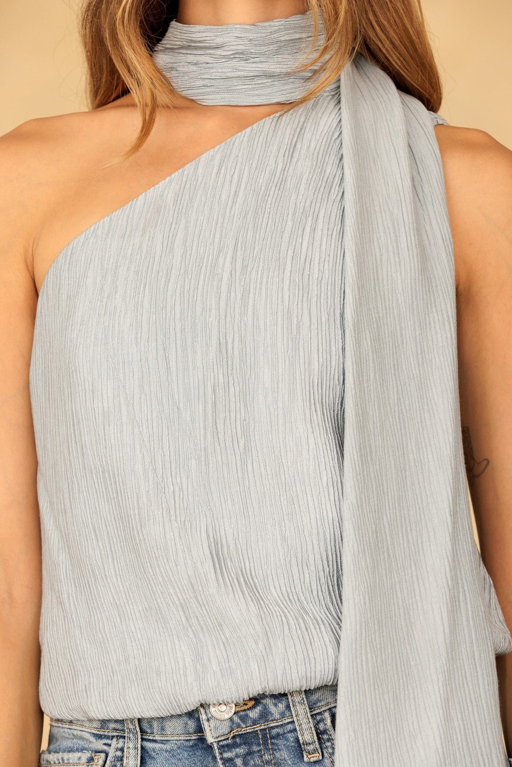 Poise One Shoulder Scarf Top - Westly