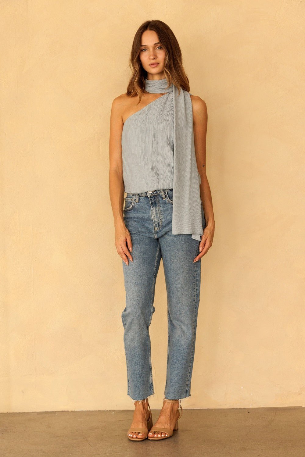 Poise One Shoulder Scarf Top - Westly