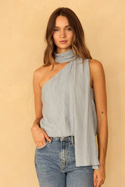 Poise One Shoulder Scarf Top - Westly