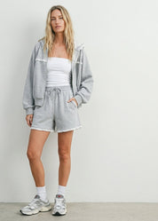 Polka Dot Lounge Shorts with Lace Trim - Westly