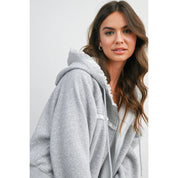 Polka Dot Ruffle Trim Zip - Up Hoodie - Westly