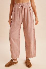 Porter Striped Linen-Blend Barrel Pants - Westly