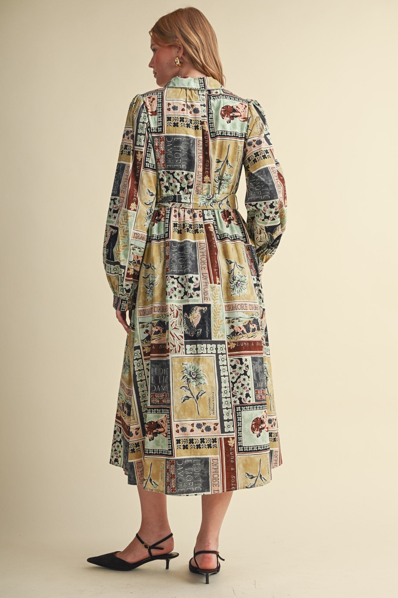 Portobello Road Belted Patchwork Print Midi Dress - Westly