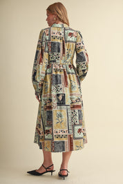 Portobello Road Belted Patchwork Print Midi Dress - Westly