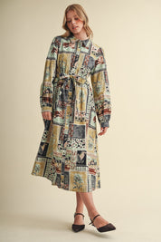 Portobello Road Belted Patchwork Print Midi Dress - Westly