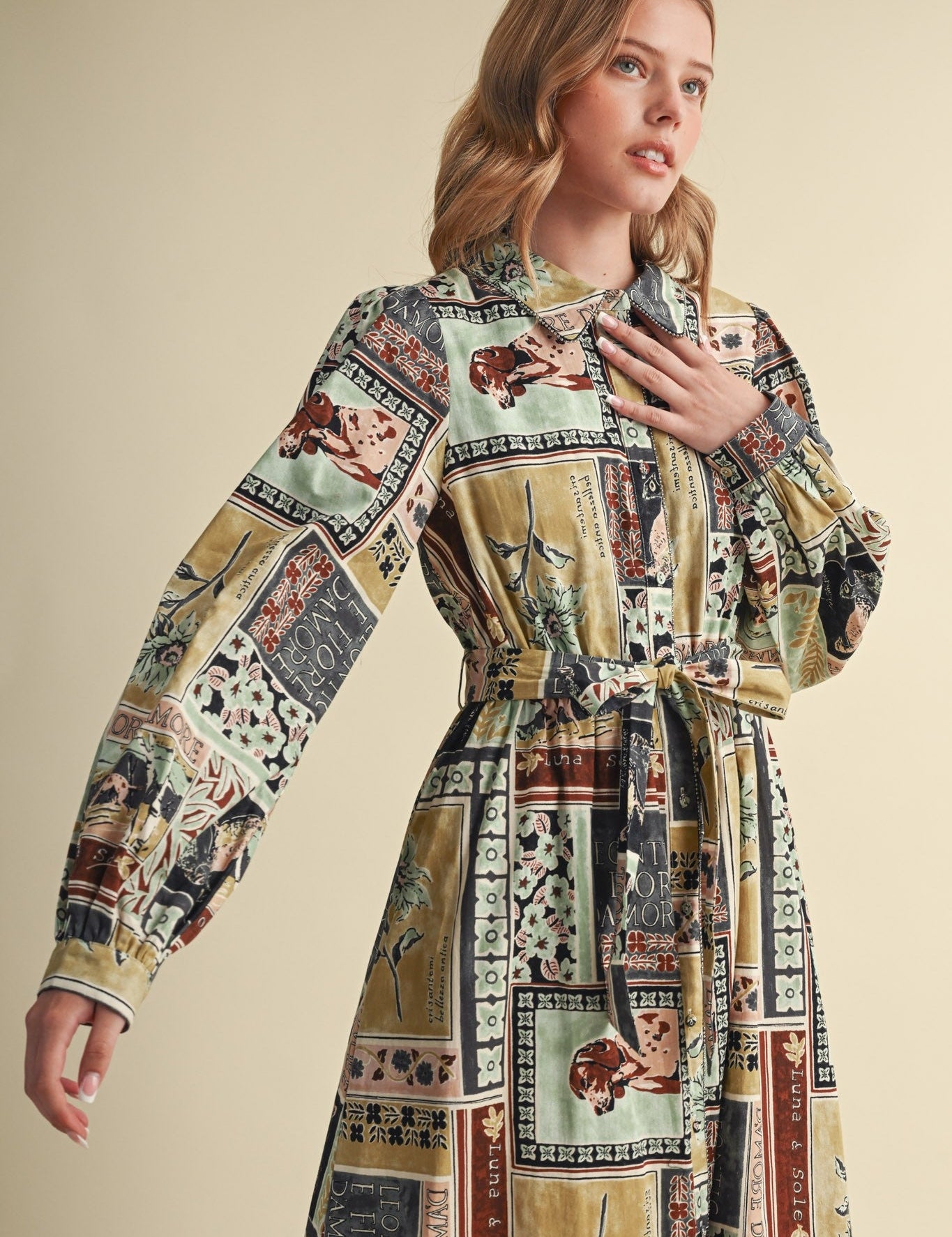 Portobello Road Belted Patchwork Print Midi Dress - Westly